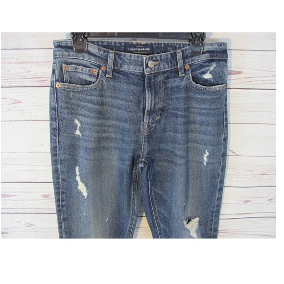 Lucky Brand Jeans Womens Sz 6/28 Straight Leg Mid Rise Med. Wash Distressed NWOT - Picture 2 of 10